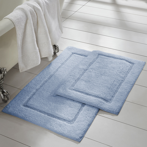 Modern Threads 2-Pack Solid Loop with non-slip backing Bath Mat Set Lt Blue 5CN2KBTE-BLU-ST